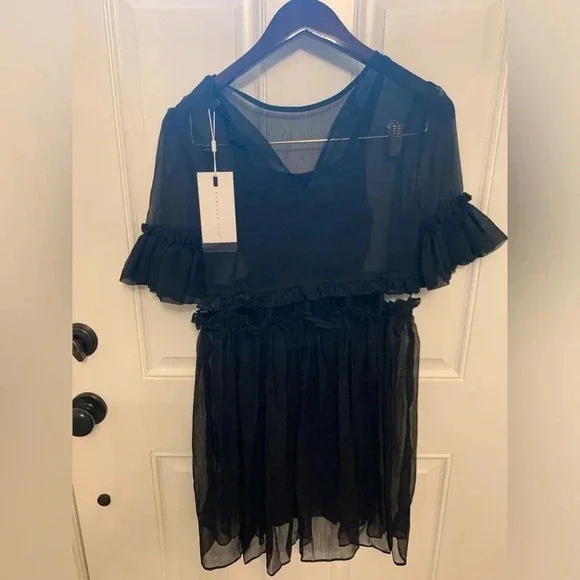 Endless Rose Black Chiffon Mini Dress Size XS NWT - Picture 5 of 7